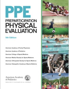 Sports Physical- picture of the cover of the 5th edition preparticipation monograph