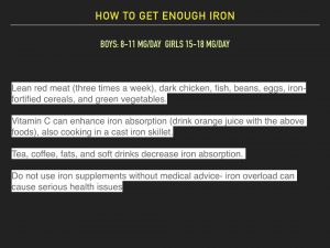 Iron and Ferritin: Chart on good diet sources of iron for athletes