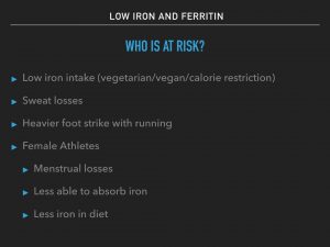 Iron and Ferritin: Chart showing which athletes may be at risk for low iron