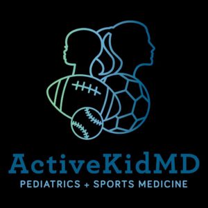 Volleyball doctor: logo of ActiveKidMD, proud USA Volleyball team doctor